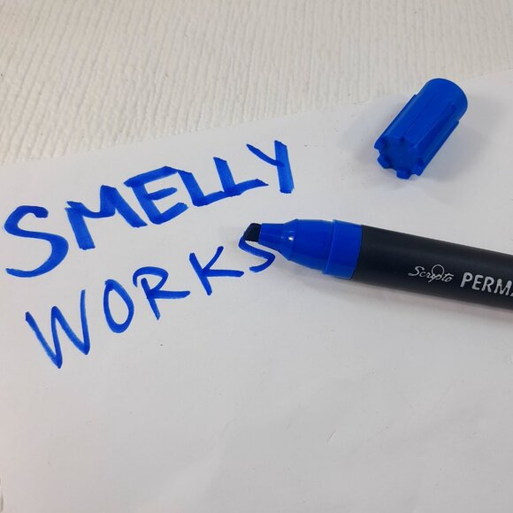 Vintage Scripto Jumbo Permanent Marker 9600 blue smelly sinky large potent WORKS - Picture 5 of 5